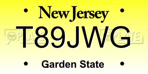 T89JWG New Jersey License Plate