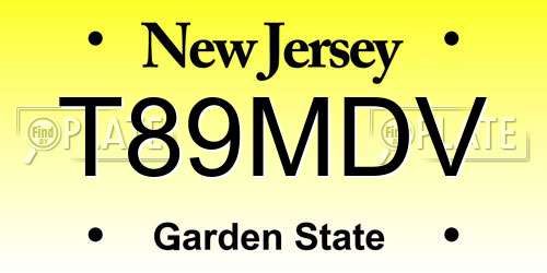 T89MDV New Jersey License Plate