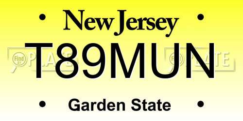 T89MUN New Jersey License Plate