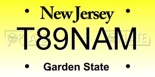 T89NAM New Jersey License Plate