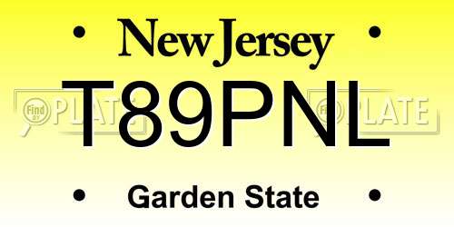 T89PNL New Jersey License Plate