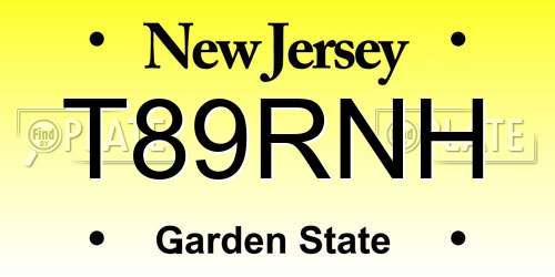 T89RNH New Jersey License Plate