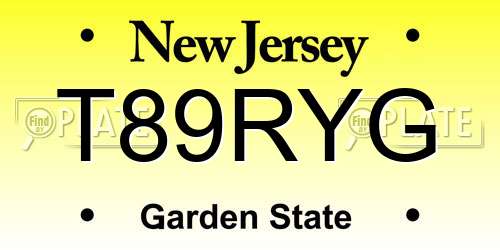 T89RYG New Jersey License Plate