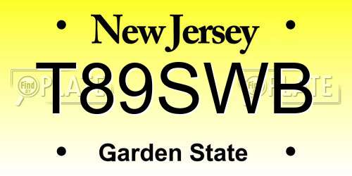 T89SWB New Jersey License Plate