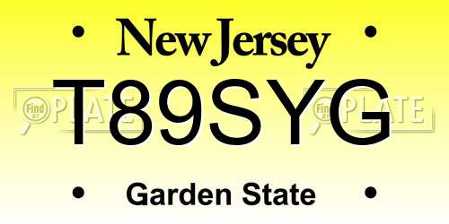 T89SYG New Jersey License Plate