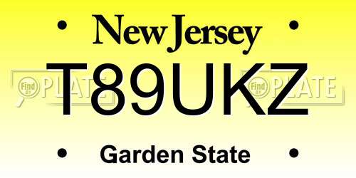 T89UKZ New Jersey License Plate