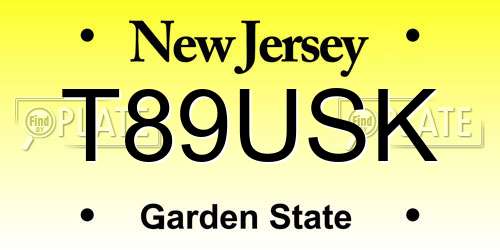 T89USK New Jersey License Plate