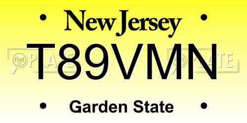 T89VMN New Jersey License Plate