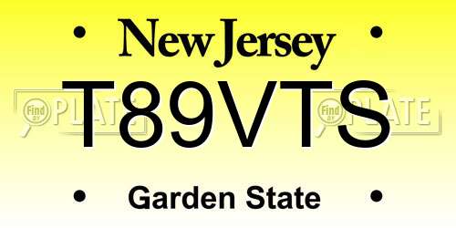 T89VTS New Jersey License Plate