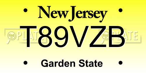 T89VZB New Jersey License Plate