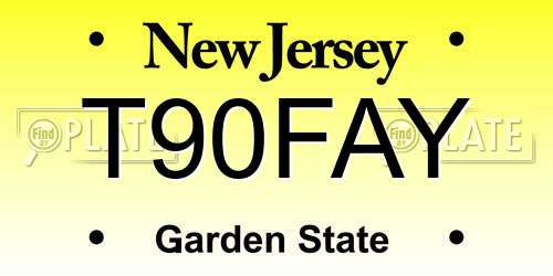 T90FAY New Jersey License Plate