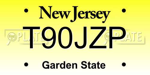 T90JZP New Jersey License Plate