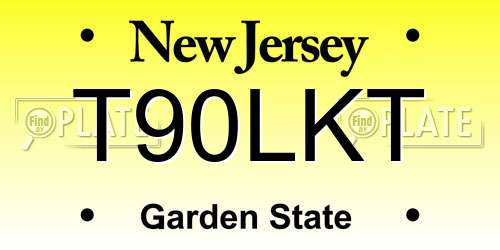 T90LKT New Jersey License Plate