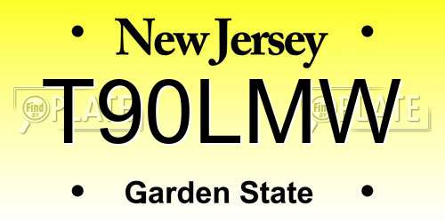 T90LMW New Jersey License Plate