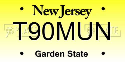 T90MUN New Jersey License Plate