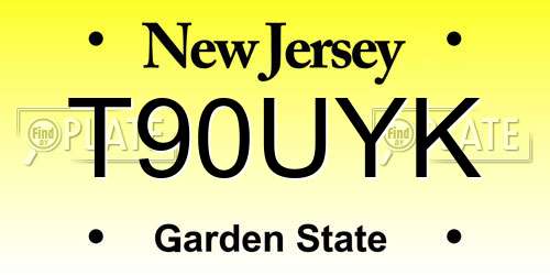 T90UYK New Jersey License Plate