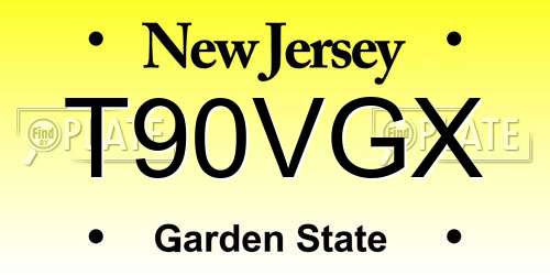 T90VGX New Jersey License Plate