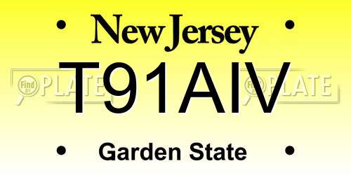 T91AIV New Jersey License Plate