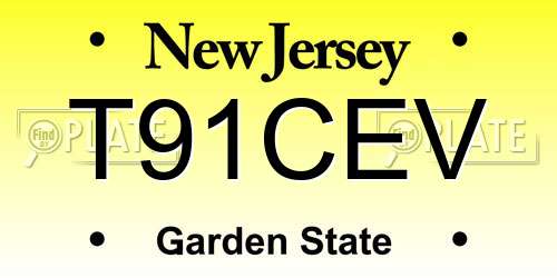 T91CEV New Jersey License Plate