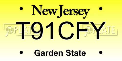 T91CFY New Jersey License Plate