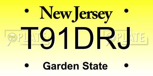 T91DRJ New Jersey License Plate