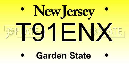 T91ENX New Jersey License Plate