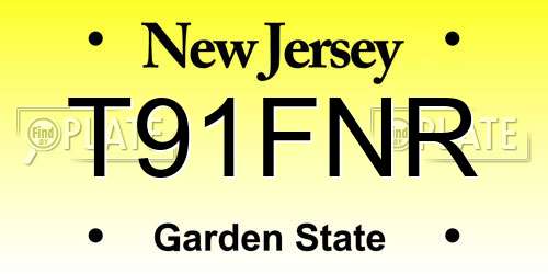 T91FNR New Jersey License Plate