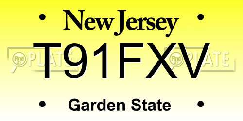 T91FXV New Jersey License Plate