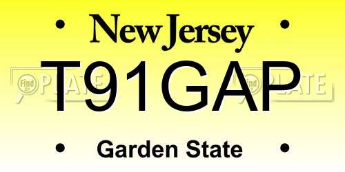 T91GAP New Jersey License Plate
