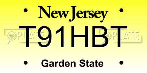 T91HBT New Jersey License Plate
