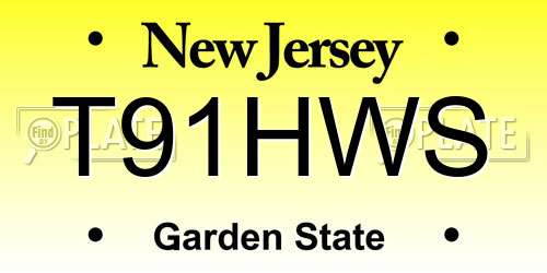 T91HWS New Jersey License Plate