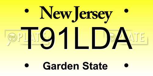 T91LDA New Jersey License Plate