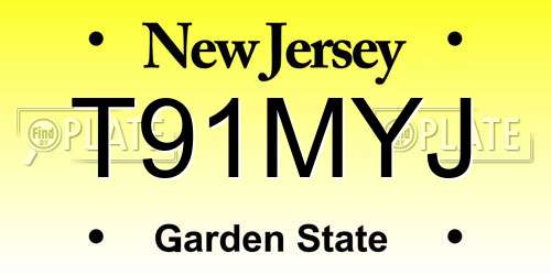T91MYJ New Jersey License Plate
