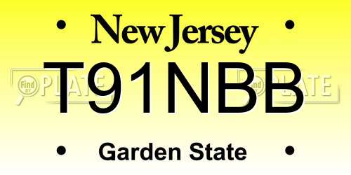 T91NBB New Jersey License Plate