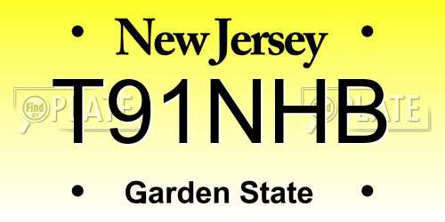 T91NHB New Jersey License Plate