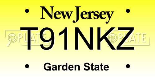 T91NKZ New Jersey License Plate