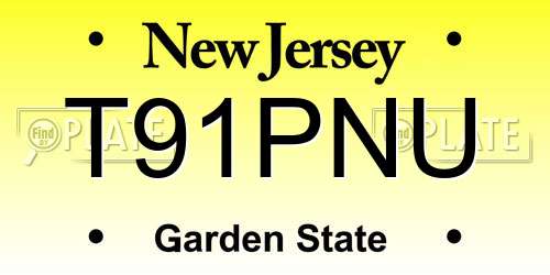 T91PNU New Jersey License Plate