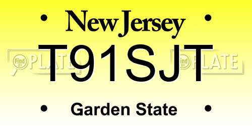 T91SJT New Jersey License Plate