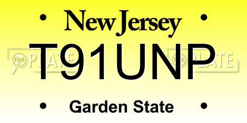 T91UNP New Jersey License Plate