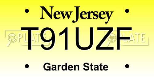 T91UZF New Jersey License Plate