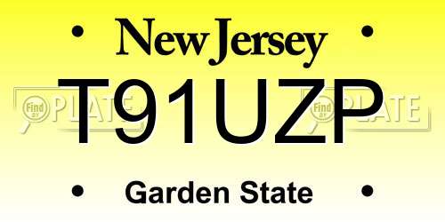 T91UZP New Jersey License Plate