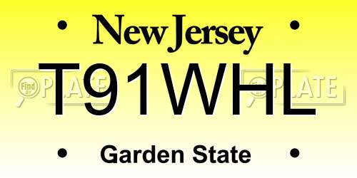 T91WHL New Jersey License Plate