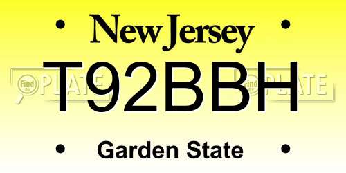 T92BBH New Jersey License Plate