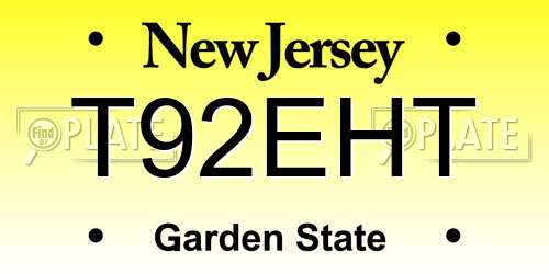 T92EHT New Jersey License Plate