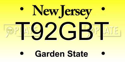 T92GBT New Jersey License Plate