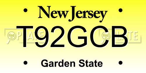 T92GCB New Jersey License Plate