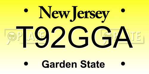 T92GGA New Jersey License Plate