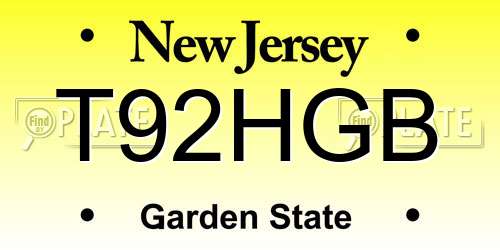 T92HGB New Jersey License Plate