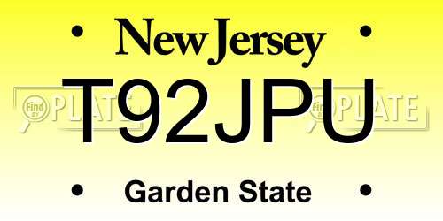 T92JPU New Jersey License Plate