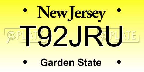 T92JRU New Jersey License Plate